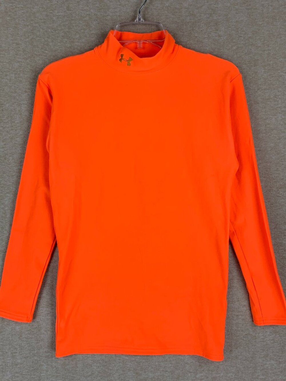 Under Armour Compression Shirt Men L Orange Sleeve Thermal Cold Gear Mock Gorp